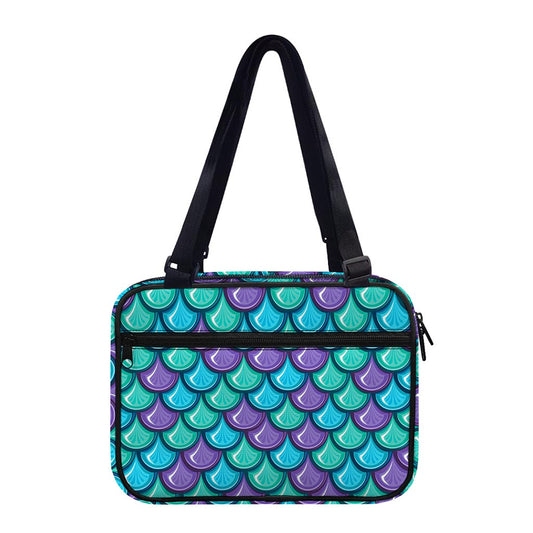 Teal Mermaid Scales Pattern Print Double Strap Bible Bag