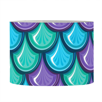Teal Mermaid Scales Pattern Print Drum Lamp Shade