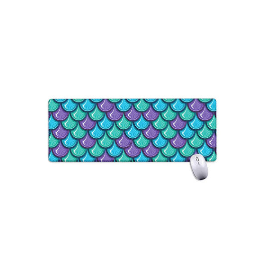 Teal Mermaid Scales Pattern Print Extended Mouse Pad