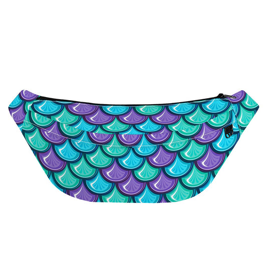 Teal Mermaid Scales Pattern Print Fanny Pack