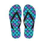 Teal Mermaid Scales Pattern Print Flip Flops