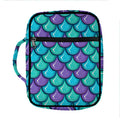 Teal Mermaid Scales Pattern Print Front Pocket Bible Bag