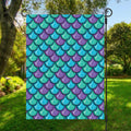 Teal Mermaid Scales Pattern Print Garden Flag