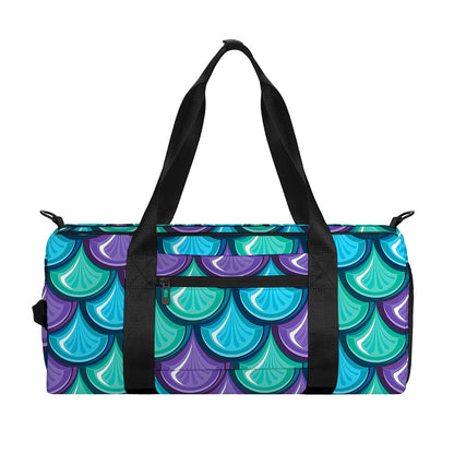 Teal Mermaid Scales Pattern Print Gym Bag