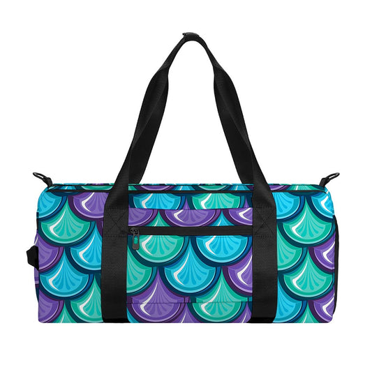 Teal Mermaid Scales Pattern Print Gym Bag