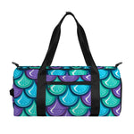 Teal Mermaid Scales Pattern Print Gym Bag