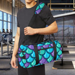 Teal Mermaid Scales Pattern Print Gym Bag