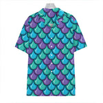 Teal Mermaid Scales Pattern Print Hawaiian Shirt