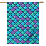 Teal Mermaid Scales Pattern Print House Flag