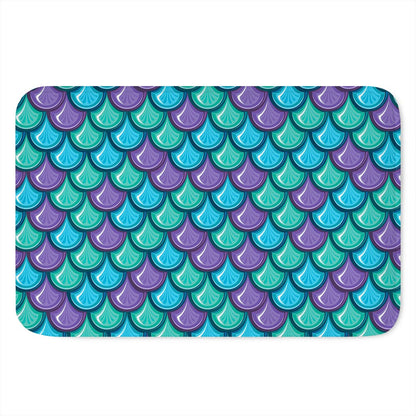 Teal Mermaid Scales Pattern Print Indoor Door Mat