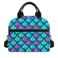 Teal Mermaid Scales Pattern Print Insulated Lunch Bag