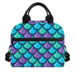 Teal Mermaid Scales Pattern Print Insulated Lunch Bag