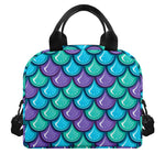 Teal Mermaid Scales Pattern Print Insulated Lunch Bag