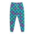 Teal Mermaid Scales Pattern Print Jogger Pants