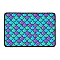 Teal Mermaid Scales Pattern Print Kitchen Mat