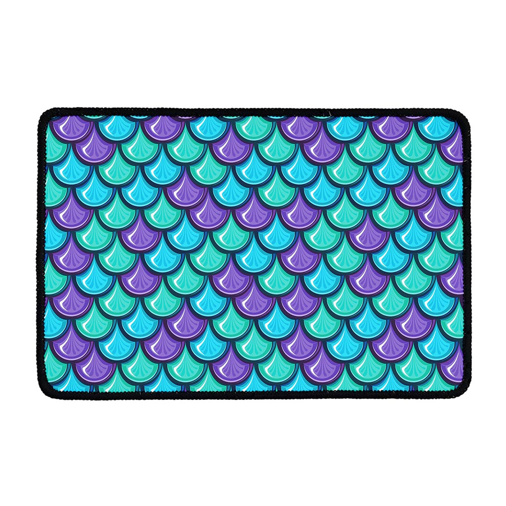 Teal Mermaid Scales Pattern Print Kitchen Mat