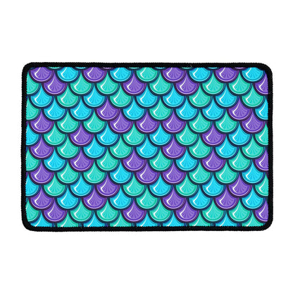 Teal Mermaid Scales Pattern Print Kitchen Mat