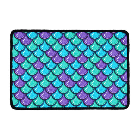 Teal Mermaid Scales Pattern Print Kitchen Mat