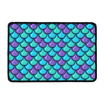 Teal Mermaid Scales Pattern Print Kitchen Mat