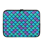 Teal Mermaid Scales Pattern Print Laptop Sleeve
