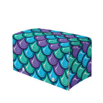 Teal Mermaid Scales Pattern Print Leather Tissue Box Cover