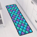 Teal Mermaid Scales Pattern Print Long Kitchen Mat