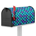 Teal Mermaid Scales Pattern Print Mailbox Cover