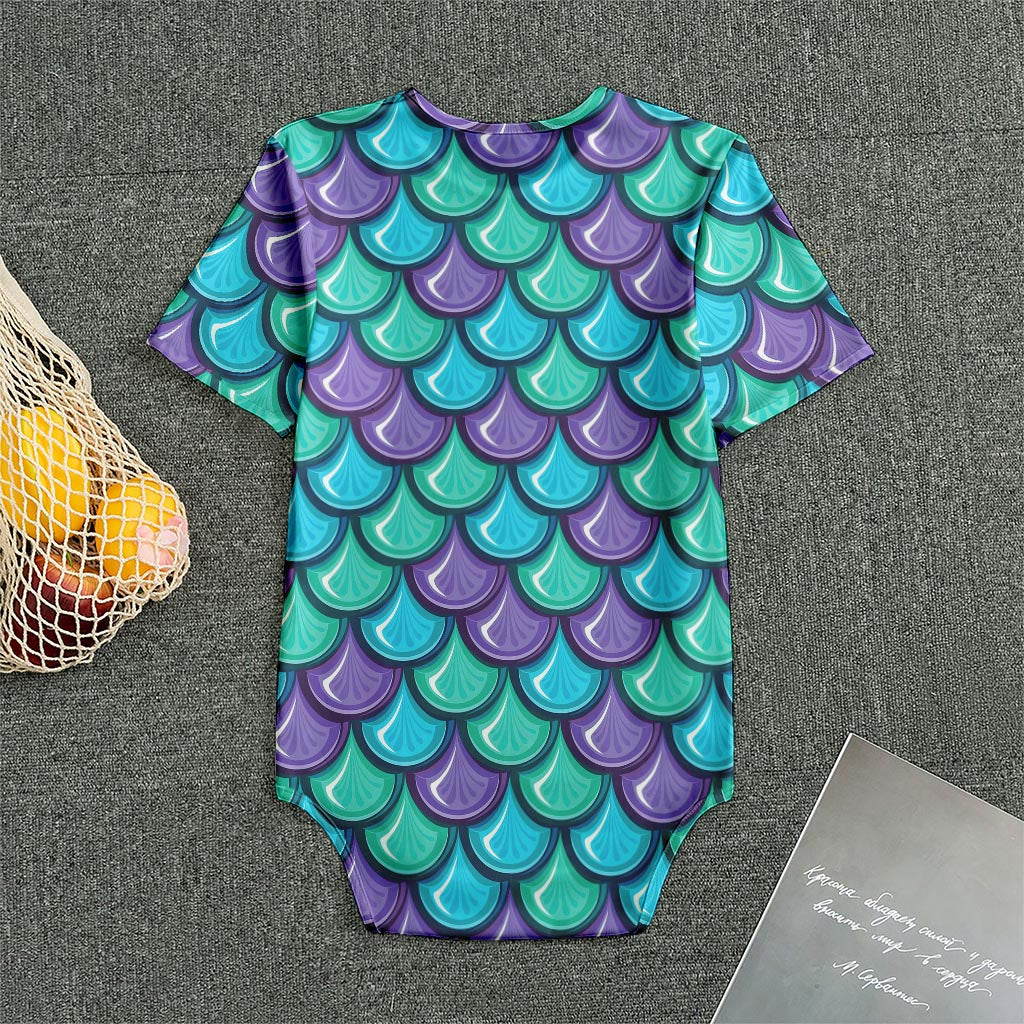 Teal Mermaid Scales Pattern Print Men's Bodysuit