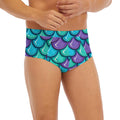 Teal Mermaid Scales Pattern Print Men's Briefs