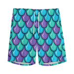 Teal Mermaid Scales Pattern Print Men's Sports Shorts
