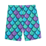 Teal Mermaid Scales Pattern Print Men's Sports Shorts