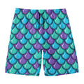 Teal Mermaid Scales Pattern Print Men's Swim Trunks