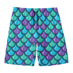 Teal Mermaid Scales Pattern Print Men's Swim Trunks