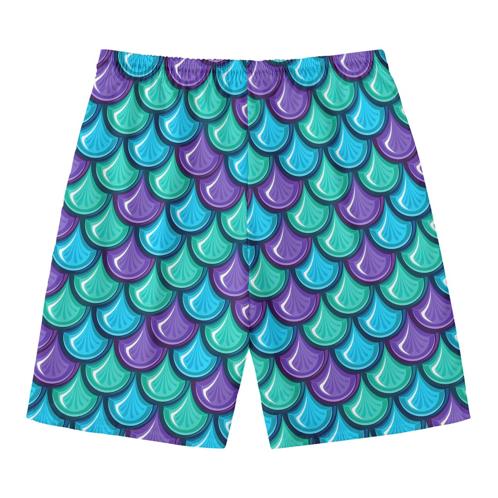 Teal Mermaid Scales Pattern Print Men's Swim Trunks