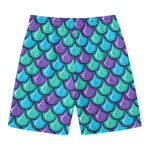 Teal Mermaid Scales Pattern Print Men's Swim Trunks