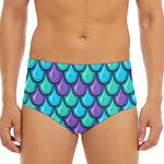 Teal Mermaid Scales Pattern Print Men's Triangle Swim Briefs