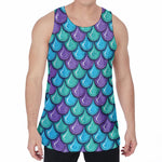 Teal Mermaid Scales Pattern Print Men's Velvet Tank Top