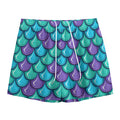 Teal Mermaid Scales Pattern Print Mesh Shorts