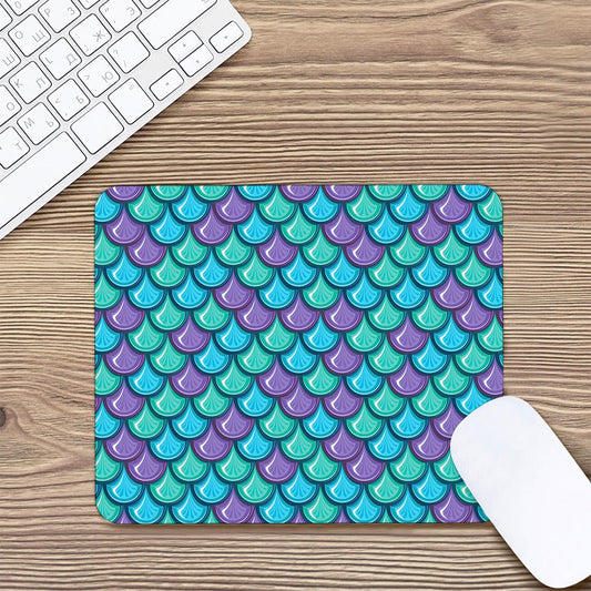 Teal Mermaid Scales Pattern Print Mouse Pad