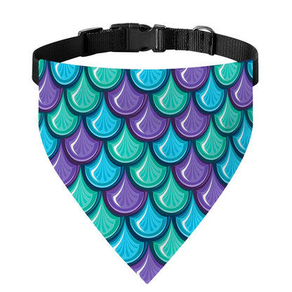 Teal Mermaid Scales Pattern Print Over The Collar Dog Bandana