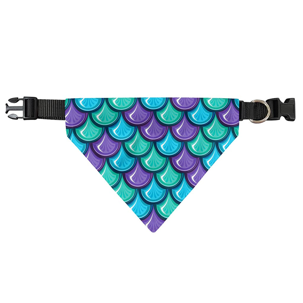 Teal Mermaid Scales Pattern Print Over The Collar Dog Bandana