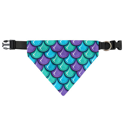 Teal Mermaid Scales Pattern Print Over The Collar Dog Bandana