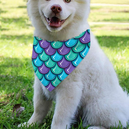 Teal Mermaid Scales Pattern Print Over The Collar Dog Bandana
