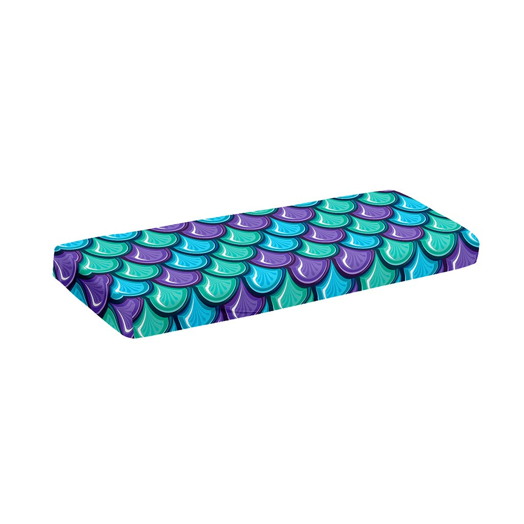Teal Mermaid Scales Pattern Print Piano Keyboard Cover