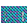 Teal Mermaid Scales Pattern Print Placemat