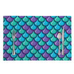 Teal Mermaid Scales Pattern Print Placemat