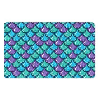 Teal Mermaid Scales Pattern Print Polyester Doormat