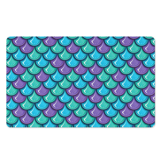 Teal Mermaid Scales Pattern Print Polyester Doormat