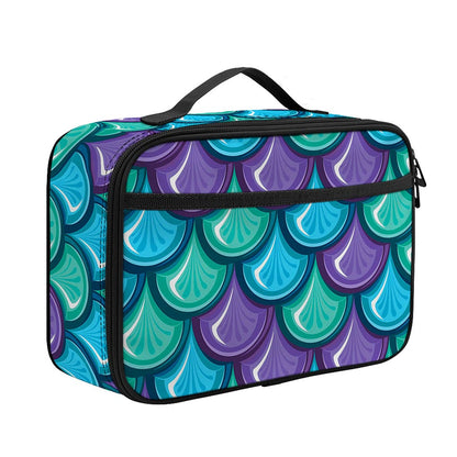 Teal Mermaid Scales Pattern Print Portable Lunch Bag