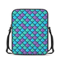 Teal Mermaid Scales Pattern Print Rectangular Crossbody Bag